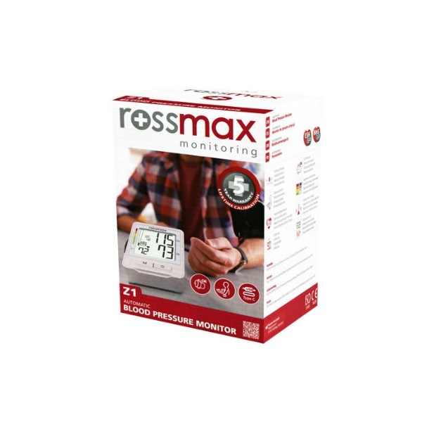 فشارسنج-دیجیتال-rossmax-مدل-Z1-تصویر-پشت-جعبه rossmax tensiometre electronique z1